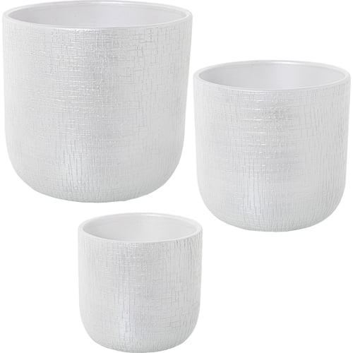 Cache-pots en céramique, lot de 3 Couleur blanc cassé texturé ...