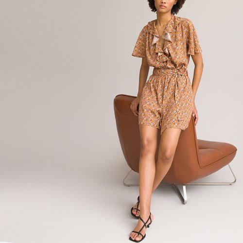 Combishort effet cache c ur a volants La Redoute Collections imprime fleuri La Redoute