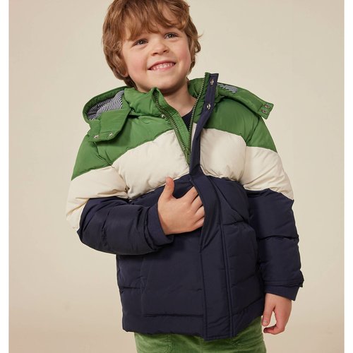 Colour block padded jacket with hood multi coloured Petit Bateau La Redoute