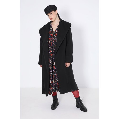 Manteau col chale capuche sale