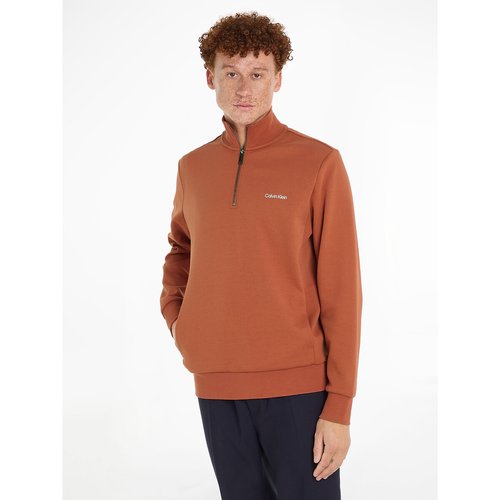 Micro logo jumper sweater in cotton mix with half zip orange Calvin Klein La Redoute