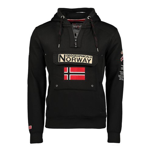 Gymclass embroidered logo hoodie in cotton mix with half zip black Geographical Norway La Redoute