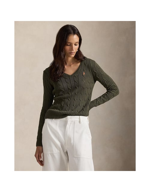 Pull col V manches longues torsadé,