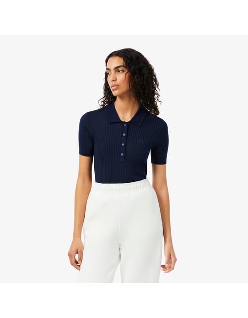 Pull col polo laine mérinos maille 3D