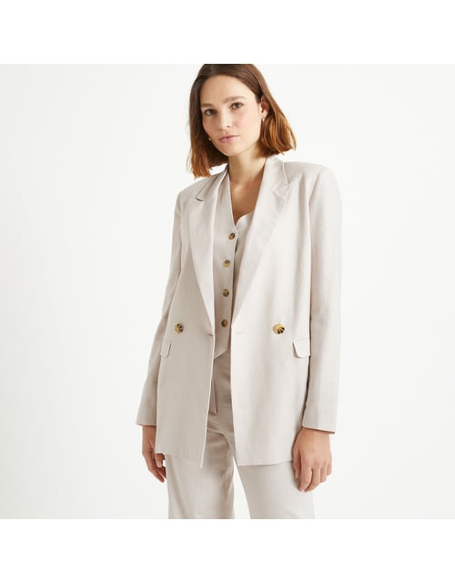Veste coupe droite, lin mélangé