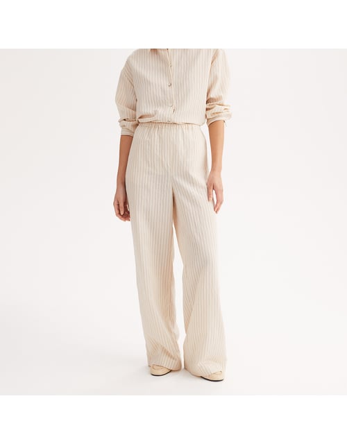 Pantalon large et fluide, à rayures, en seersucker
