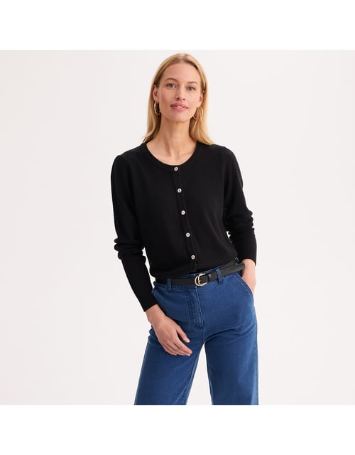 Cardigan col rond, en maille toucher très doux