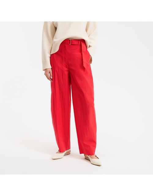Pantalon large, coupe barrel, avec ceinture