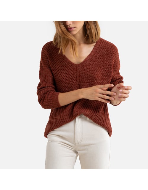 Pull en grosse maille, col V