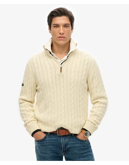 Pull en coton torsadé à col zippé Classic