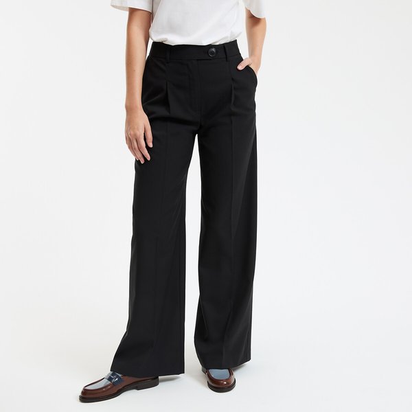 Pantalón plisado de talle alto pernera ancha, La Redoute Collections