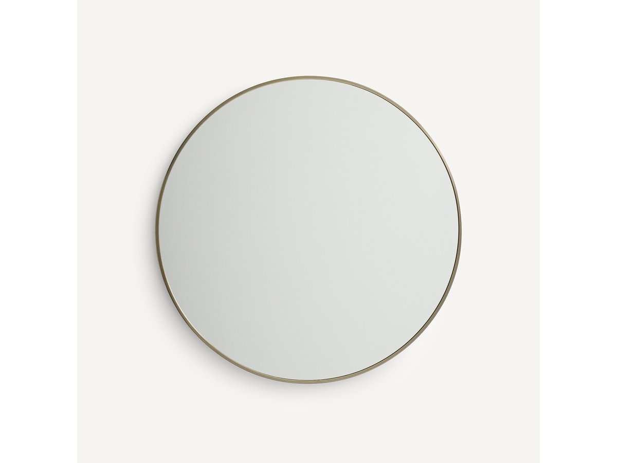 Banc d'entrée Malu rotin + Miroir Caligone laiton Ø80