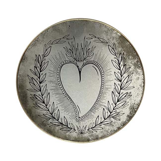 Déco murale miroir imprimé ex voto 30cm Couleur or <span itemprop=