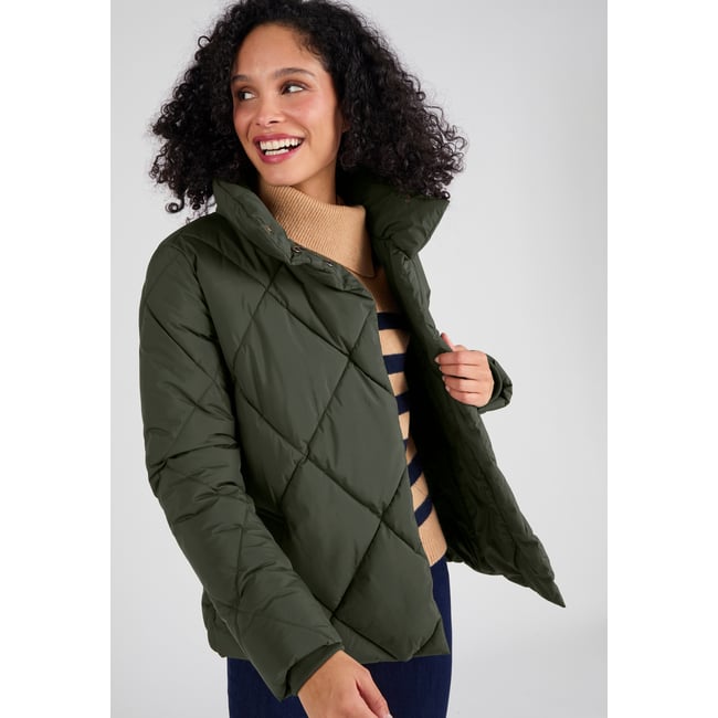 Parka fermeture asymétrique Thermolactyl vert kaki <span itemprop=