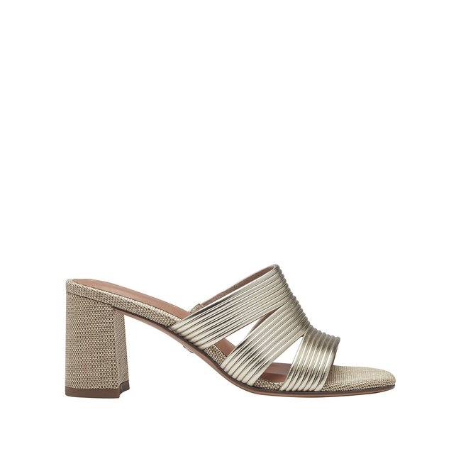 Pantoletten mit Absatz platin <span itemprop=