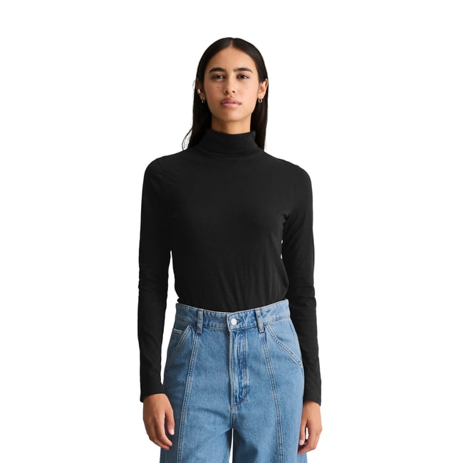 T-shirt à col roulé à manches longues, coupe ajustée en jersey slub particulièrement doux - MARC O’POLO DENIM