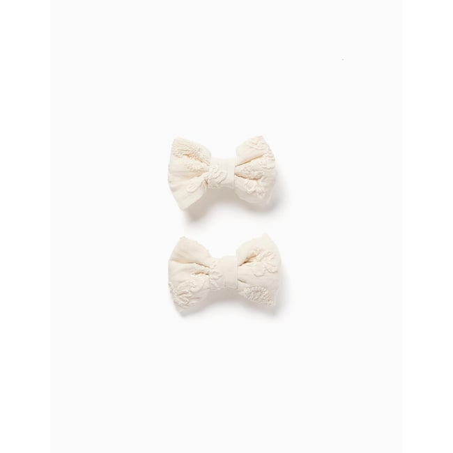 Lot de 2 pinces à cheveux avec nœuds et broderie multicolore <span itemprop=