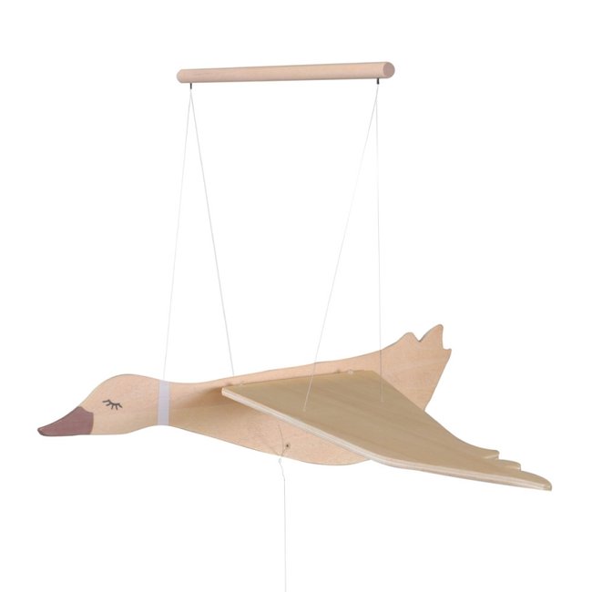 Mobile oie volante en bois beige <span itemprop=
