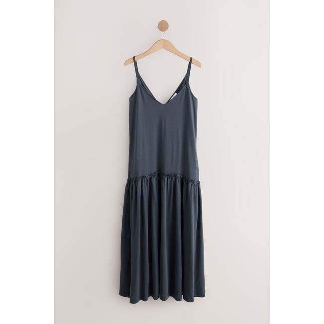 Robe en jersey de coton à taille tombante bleu <span itemprop=