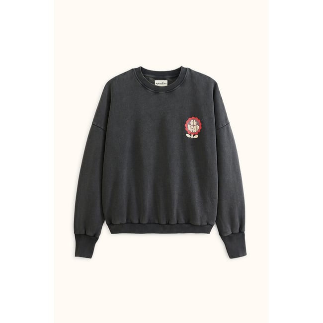 Sweat col rond ample, RIYA gris foncé <span itemprop=