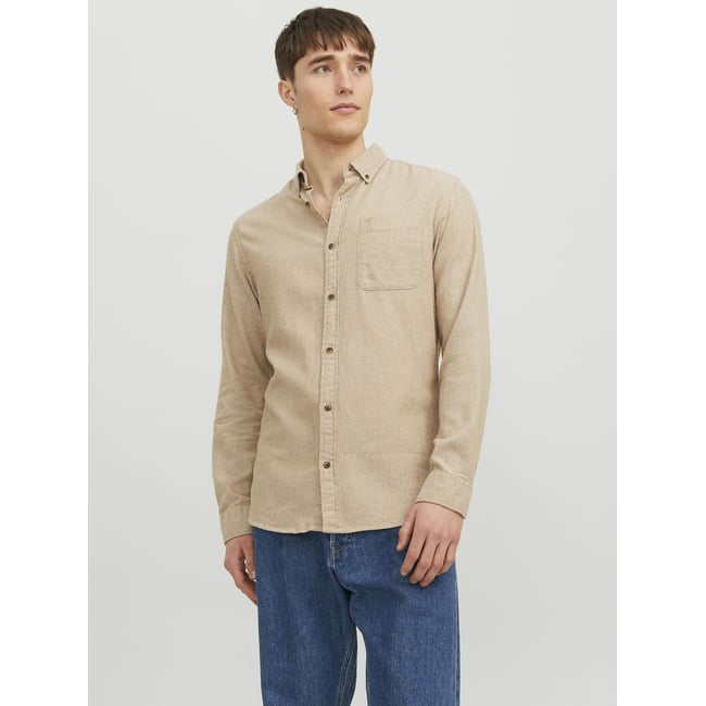 Chemise unie Jjeclassic oatmeal 1 <span itemprop=