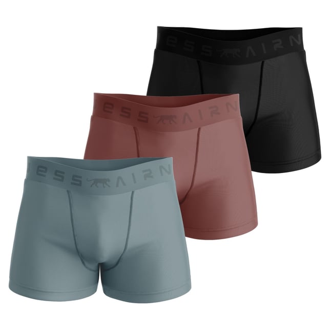 Lot De 3 Boxers Coton bleu marine/bleu pâle/bordeaux <span itemprop=