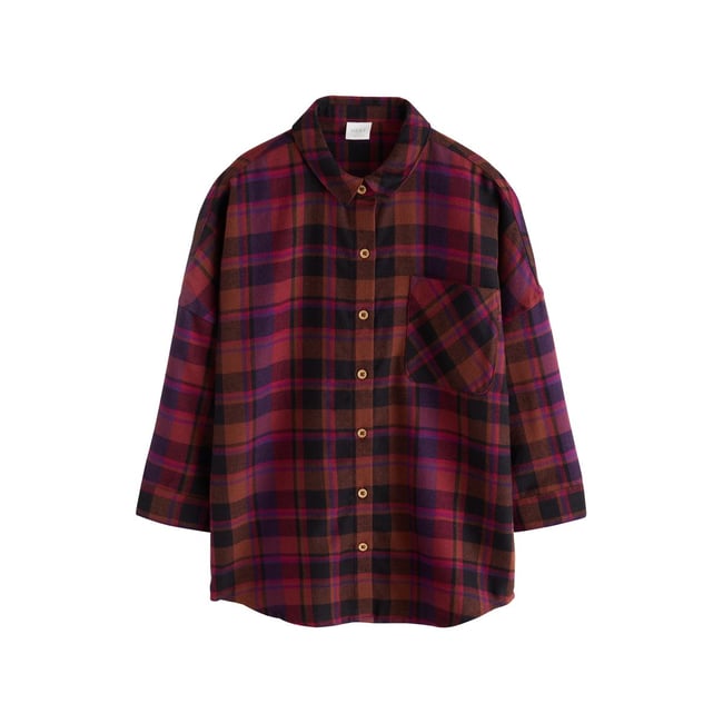 Chemise à carreaux violet/chocolat <span itemprop=