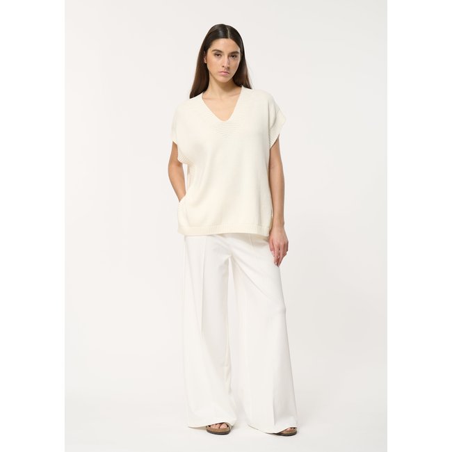 Pull écru oversize sans manches en coton biologique ecru <span itemprop=