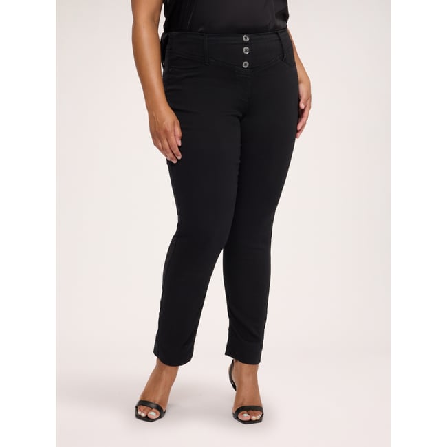 Jeggings noir avec trois boutons noir <span itemprop=
