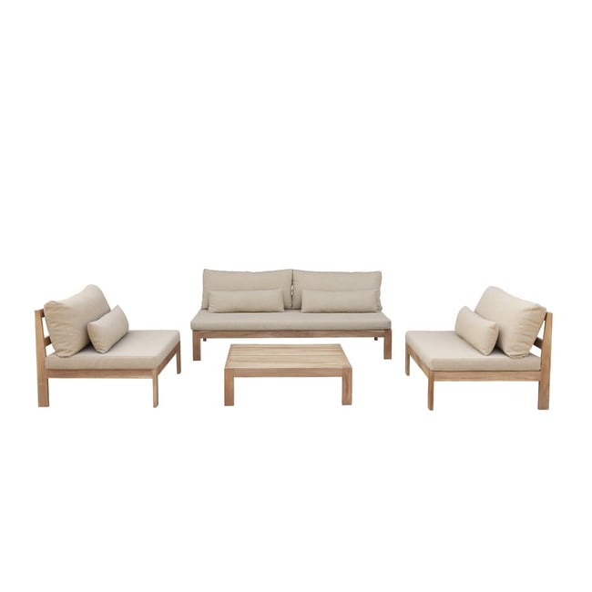 Salon de jardin bas en teck massif  PALMA taupe <span itemprop=