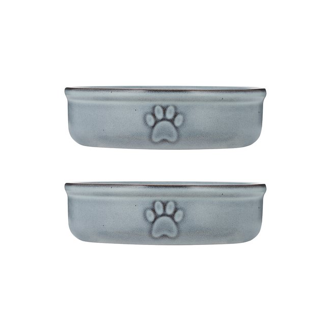 Set of 2 Reactive Glaze Pet Bowls 13cm, blue, MASON CASH
