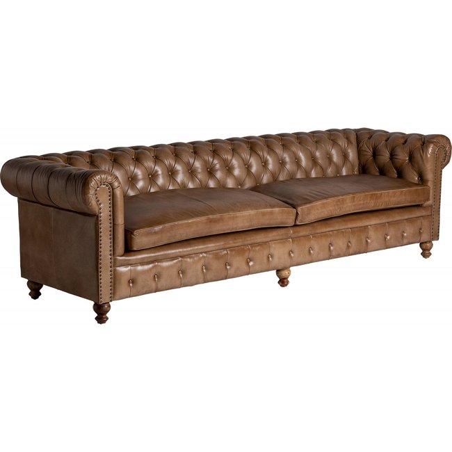 Canapé en cuir classique Elkins Couleur marron <span itemprop=