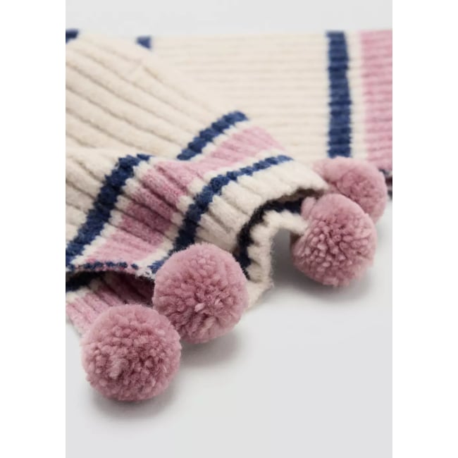 Écharpe maille rayée rose pâle <span itemprop=