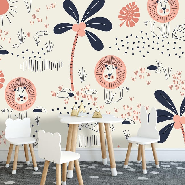 Papier peint enfant simba le lion Couleur intissé <span itemprop=