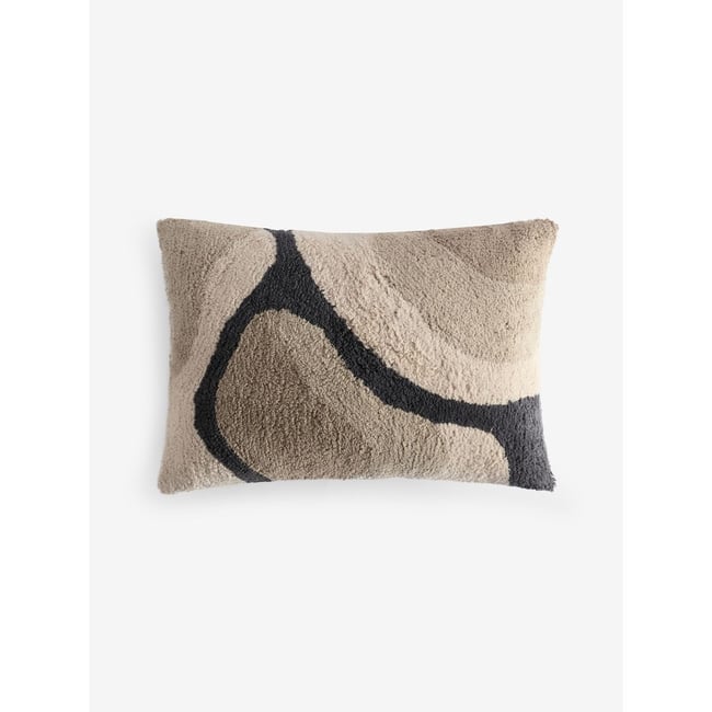 Coussin à motif rivière berbère abstrait noir/blanc <span itemprop=
