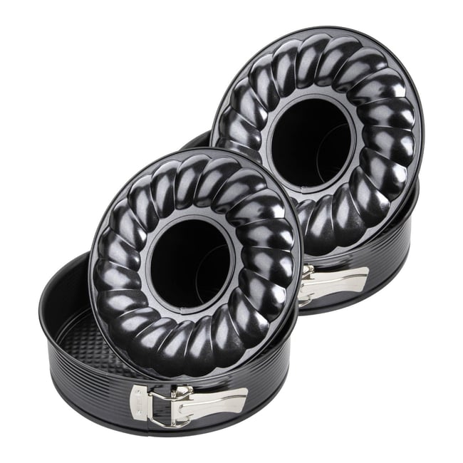 Lot de 2 moules à gâteaux 28/28/6,5 cm Black metallic Black noir <span itemprop=
