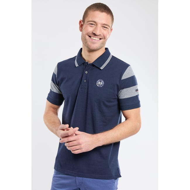 Polo manches courtes en coton léger marine deep/milk <span itemprop=