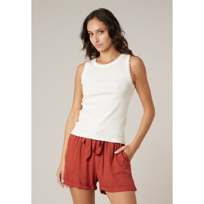 Top femme en coton NAILA ivory <span itemprop=