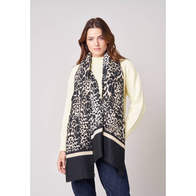 Foulard femme imprimé animalier MINIA black <span itemprop=