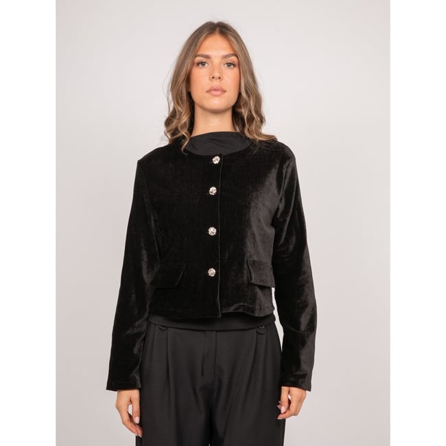 Veste Courte Effet Velours Boutons Bijoux Uxelle - DONA LISA