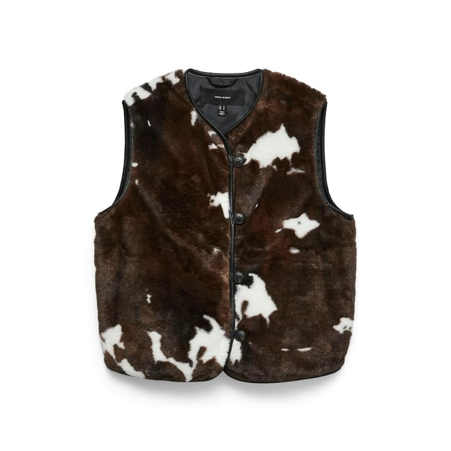 Gilet sans manches imprimé marron chocolat <span itemprop=
