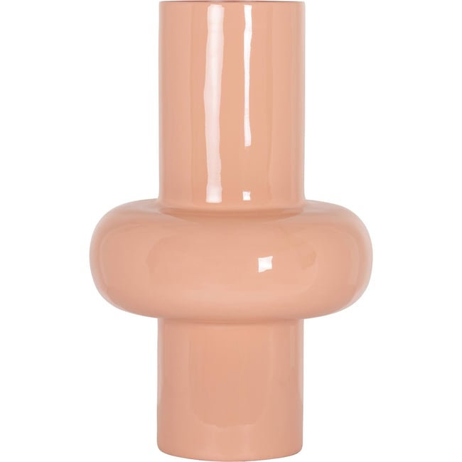 Vase rond en fer émaillé pour branches Couleur saumon brillant <span itemprop=