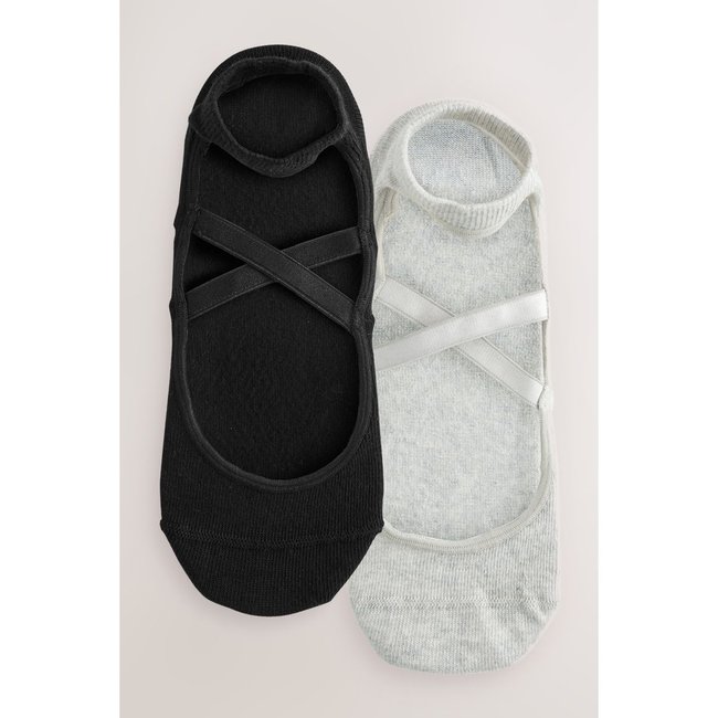 Chaussettes invisibles de yoga, lot 2 noir/gris <span itemprop=