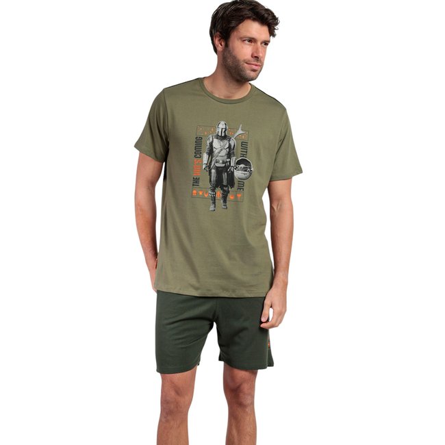 Pyjama short t-shirt The Kid Star Wars kaki <span itemprop=