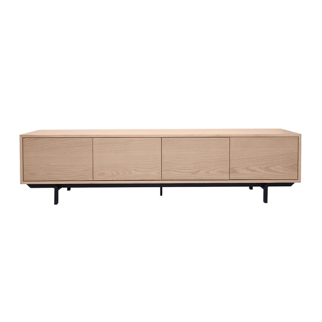 Meuble TV vintage bois foncé noyer et métal noir L200 cm MANNY Couleur chêne clair <span itemprop=