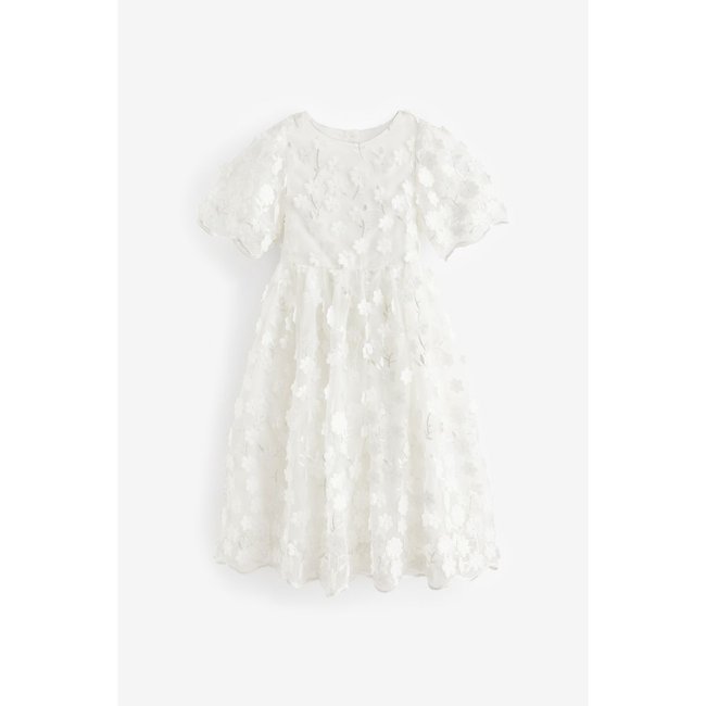 Robe à fleurs 3d pour grandes occasions blanc <span itemprop=