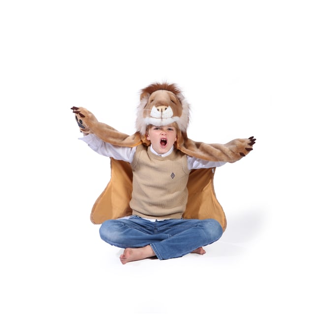 Cape peluche LION jaune <span itemprop=