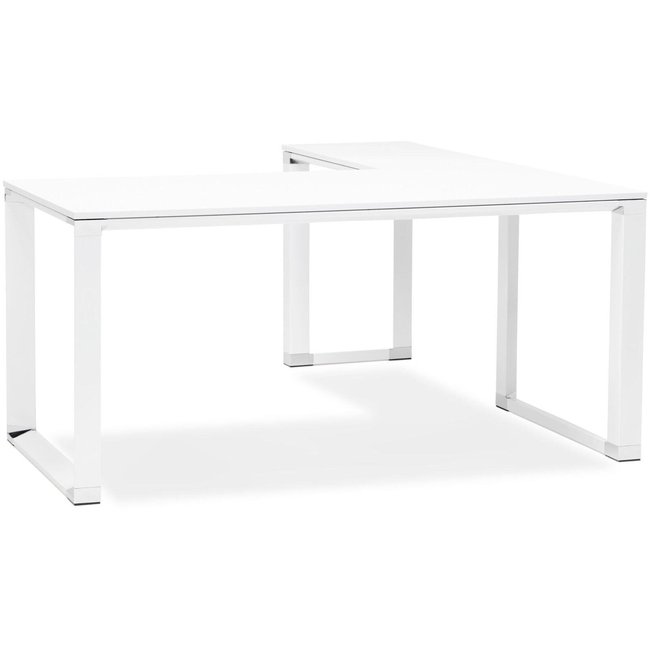 Bureau d'angle réversible, bois et métal, Warner Couleur blanc <span itemprop=