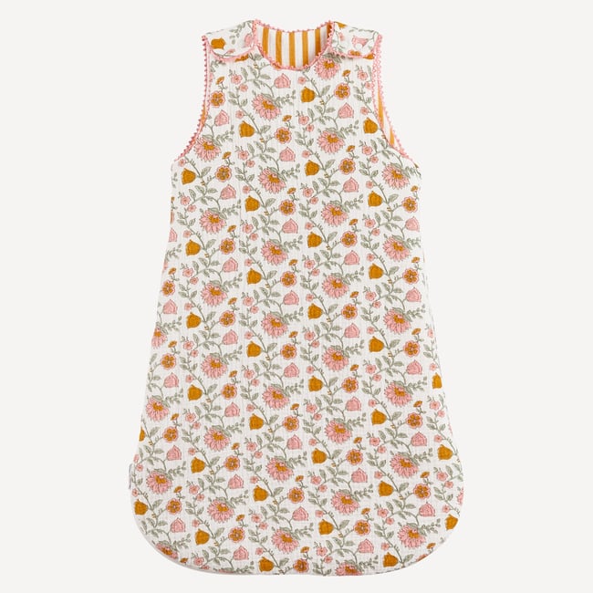 Gigoteuse hiver, réversible, en gaze de coton, Yassia  ecru/jaune <span itemprop=
