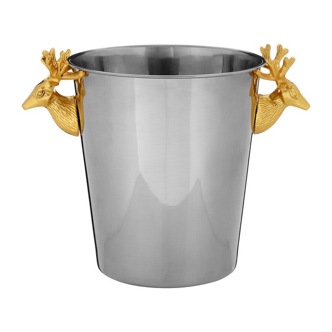 Stag Head Champagne Bucket in Gold/Stainless Steel, copper, SO'HOME